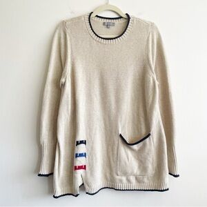 Habitat Cotton Sweater Top Artsy Lagenlook Elevated Unique pocket coastal medium